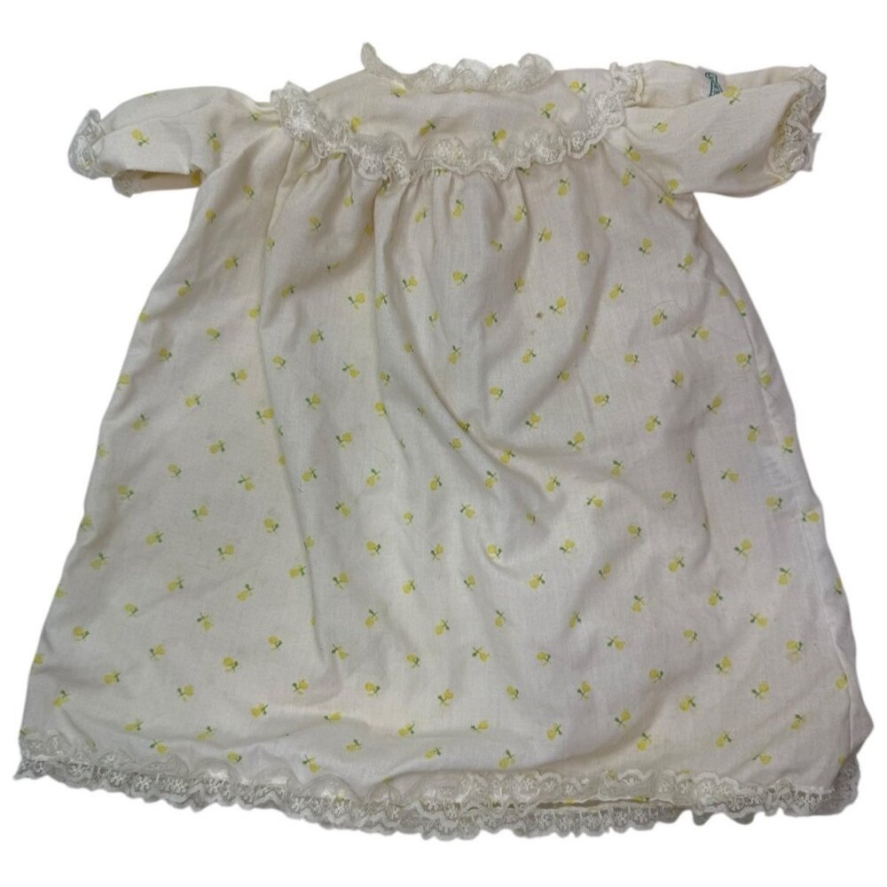 Vintage Coleco Cabbage Patch Kids Yellow Rosebud Long Dress White Lace Flowers
